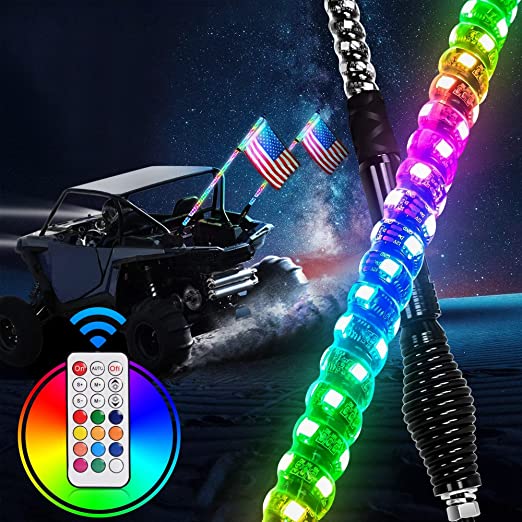 Remote Control Spiral Antenna Whip Light RGB Led Strip 4 Feet Height_6