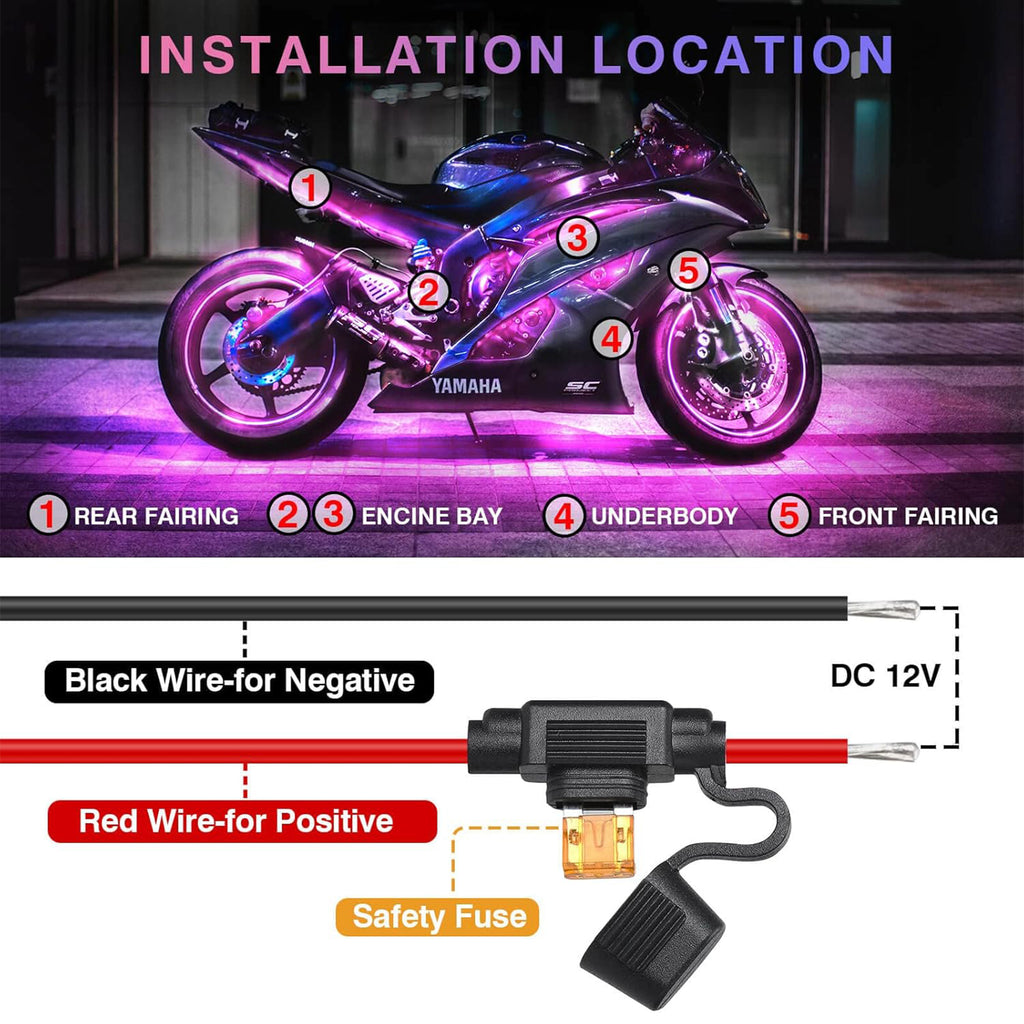 APP Fantasy One Drag 16 Motorcycle RGB Atmosphere Light 16 Straps - 100340