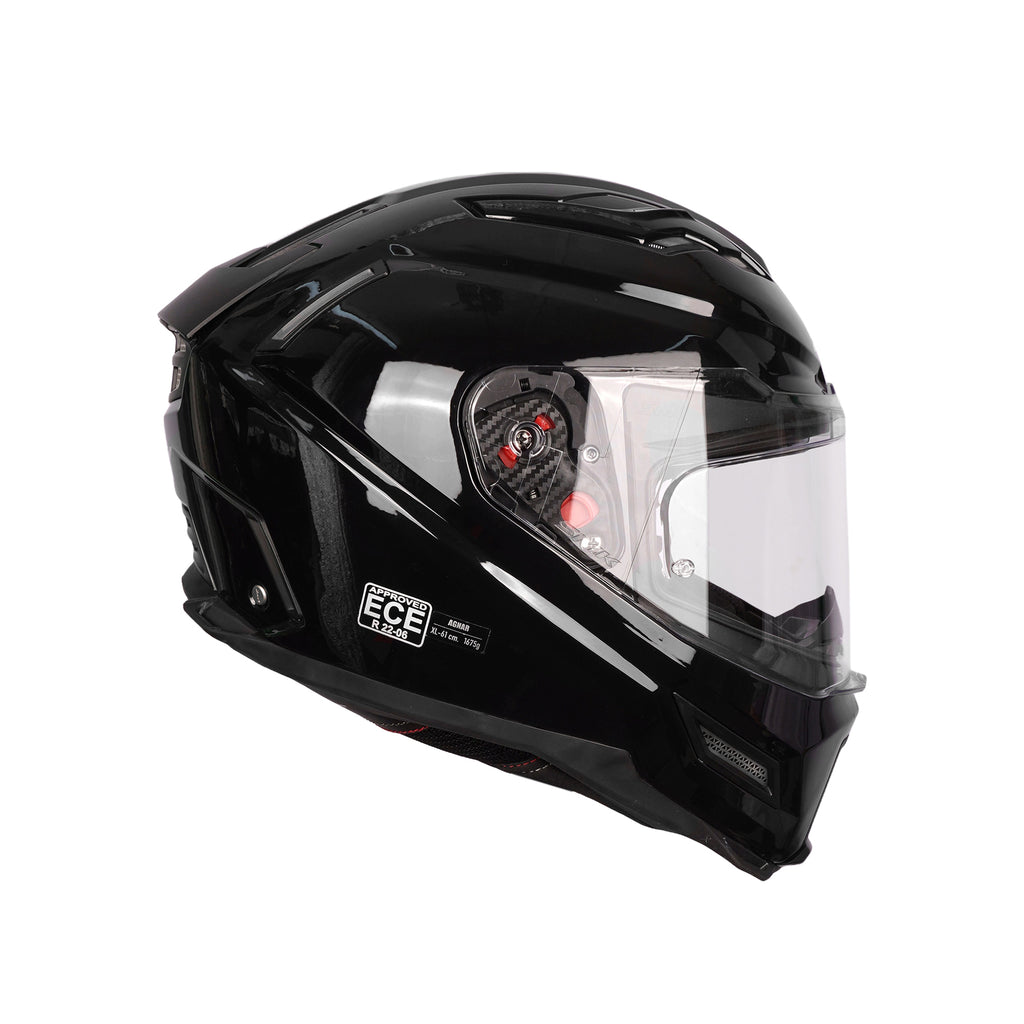 SMK Agnar Solid GL 200 Full Face Helmet Gloss Black, Dual Visor_1