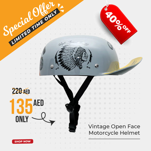 Checkout Surprise: Vintage Open Face Motorcycle DOT Certified Retro Half Helmet - 835591