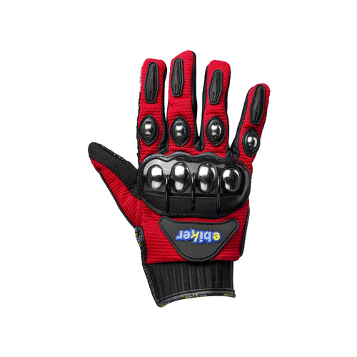 Ebiker Pair of Full Finger Protector Bike Rider's Gloves Red_1