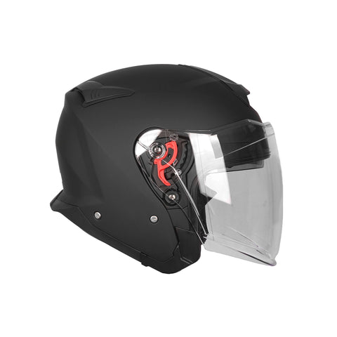 SMK GTJ Solid MA 200 Open Face Motorcycle Helmet Matte Black, Sun Visor_1