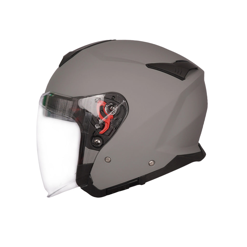 SMK GTJ Solid MA 600 Nardo Gray Open Face Helmet with 2 Shell & Sun Visor_1