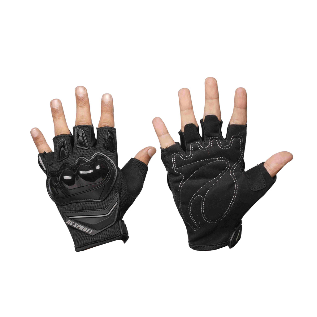 RS GLOVES RS1903-D BLACK Half Finger Motorcycle Gloves_3