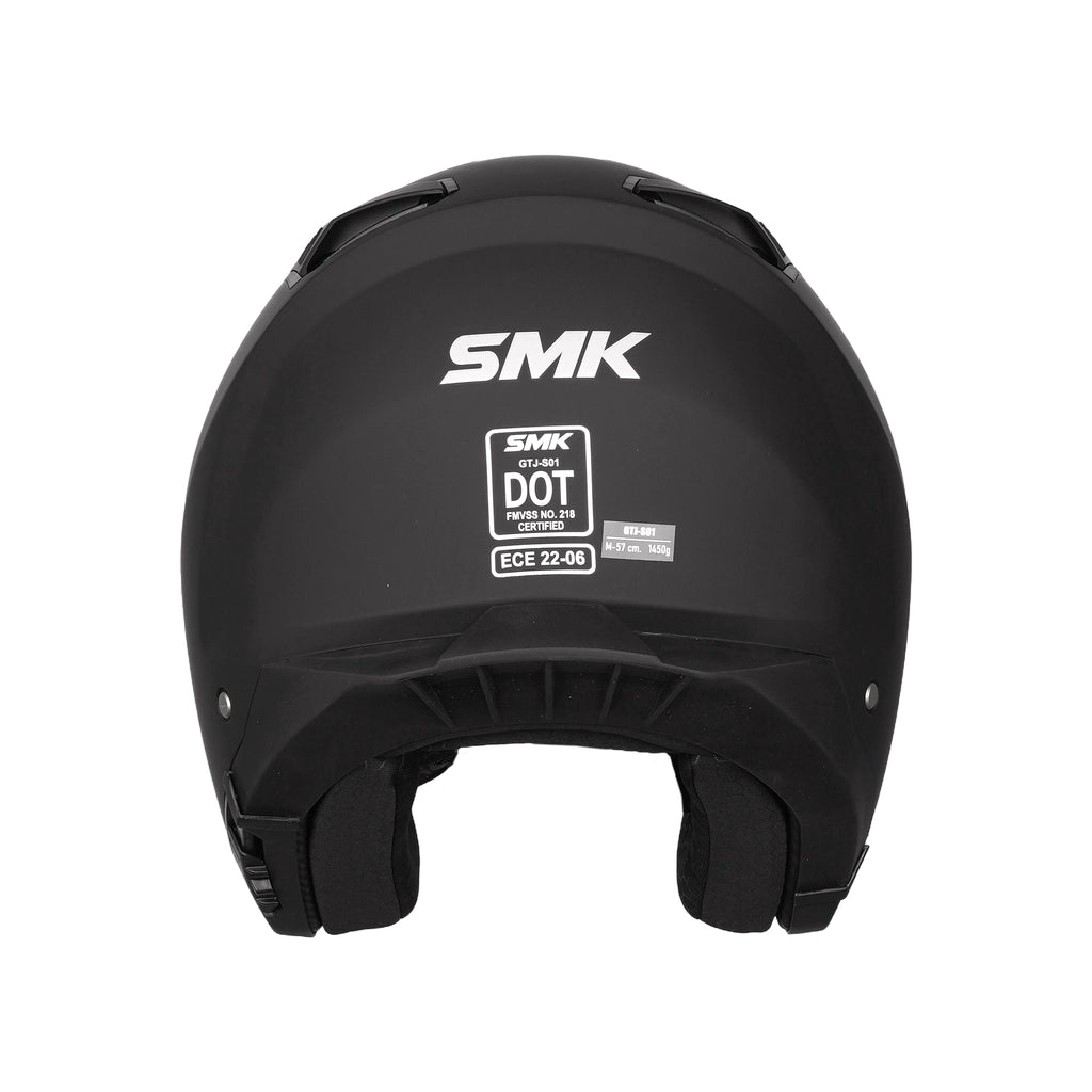 SMK GTJ Solid MA 200 Open Face Motorcycle Helmet Matte Black, Sun Visor_2