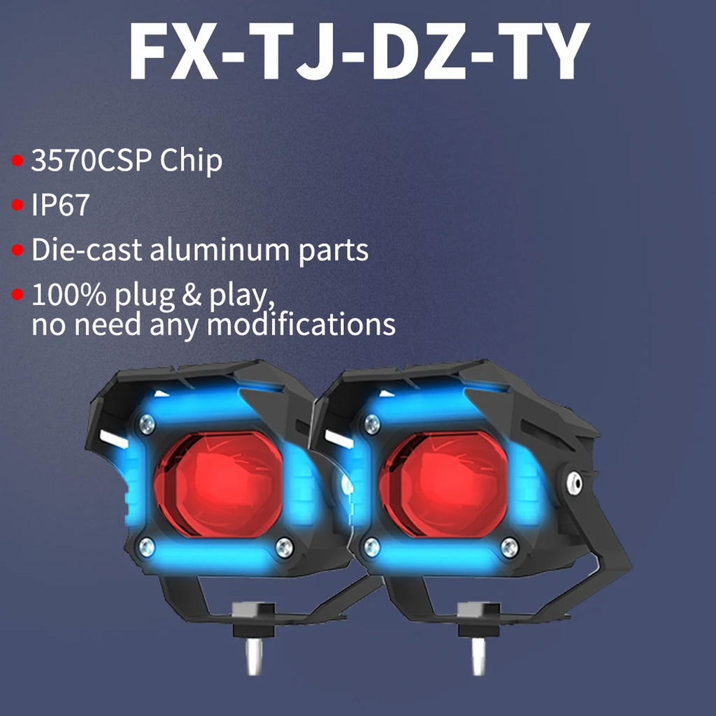 FX-TJ-TY Dual Color Motorcycle LED Light with DRL & Evil Eye_4