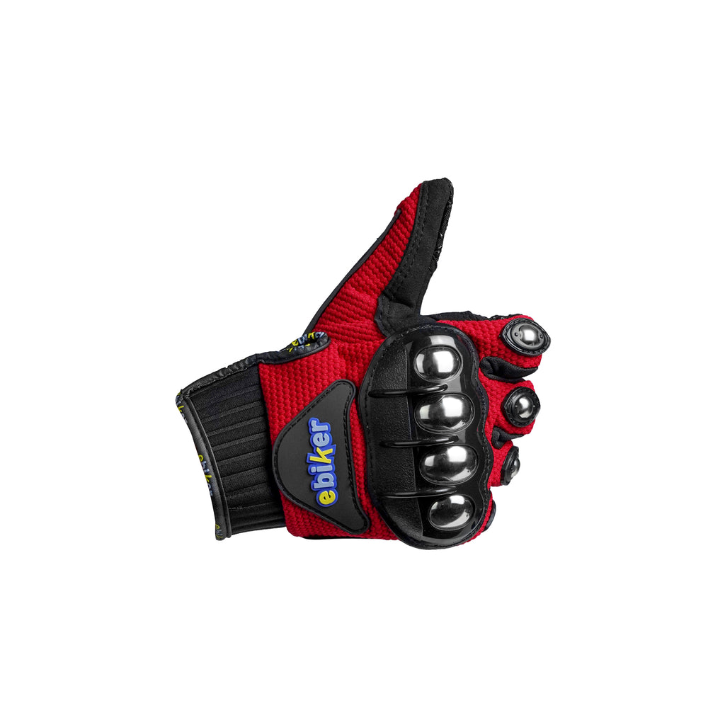 Ebiker Pair of Full Finger Protector Bike Rider's Gloves Red_2