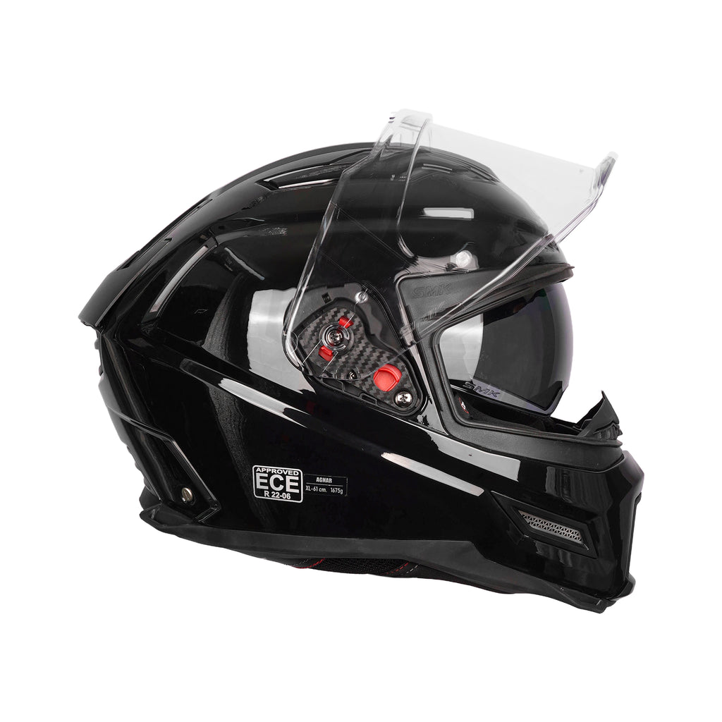 SMK Agnar Solid GL 200 Full Face Helmet Gloss Black, Dual Visor_2
