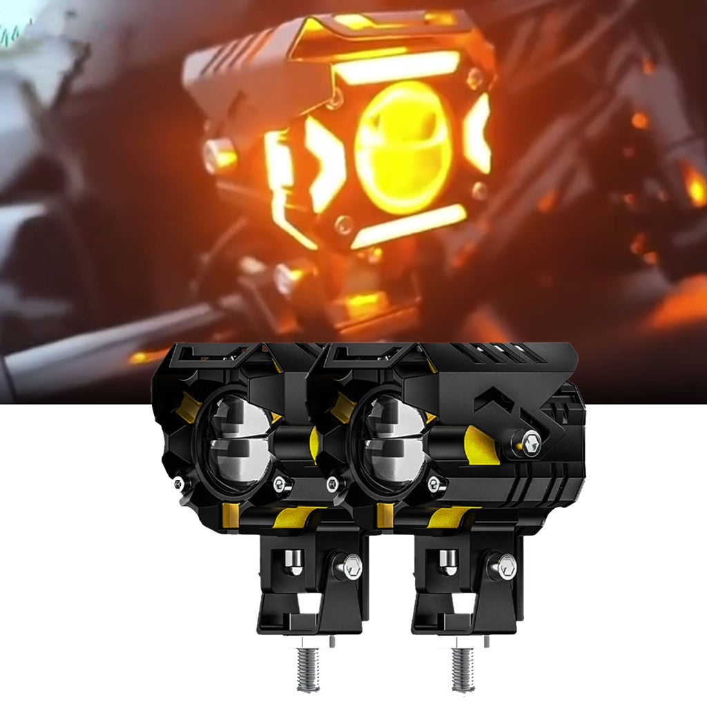 JRY-16 Dual Color Motorcycle Mini Driving Light with Projector Lens_2