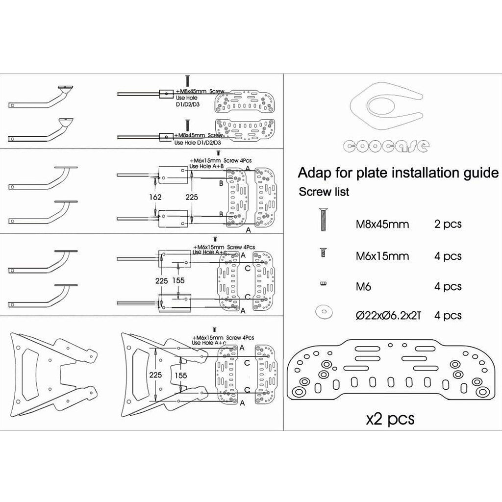 لوحة تثبيت رف علوي للصناديق العلوية وحقائب الدراجات النارية - 855524
