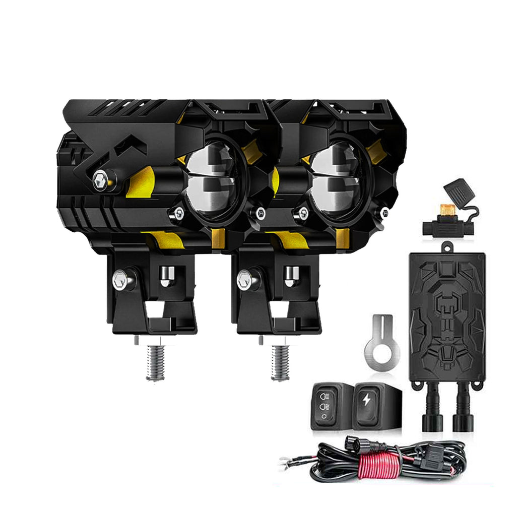 JRY-16 Dual Color Motorcycle Mini Driving Light with Projector Lens_3