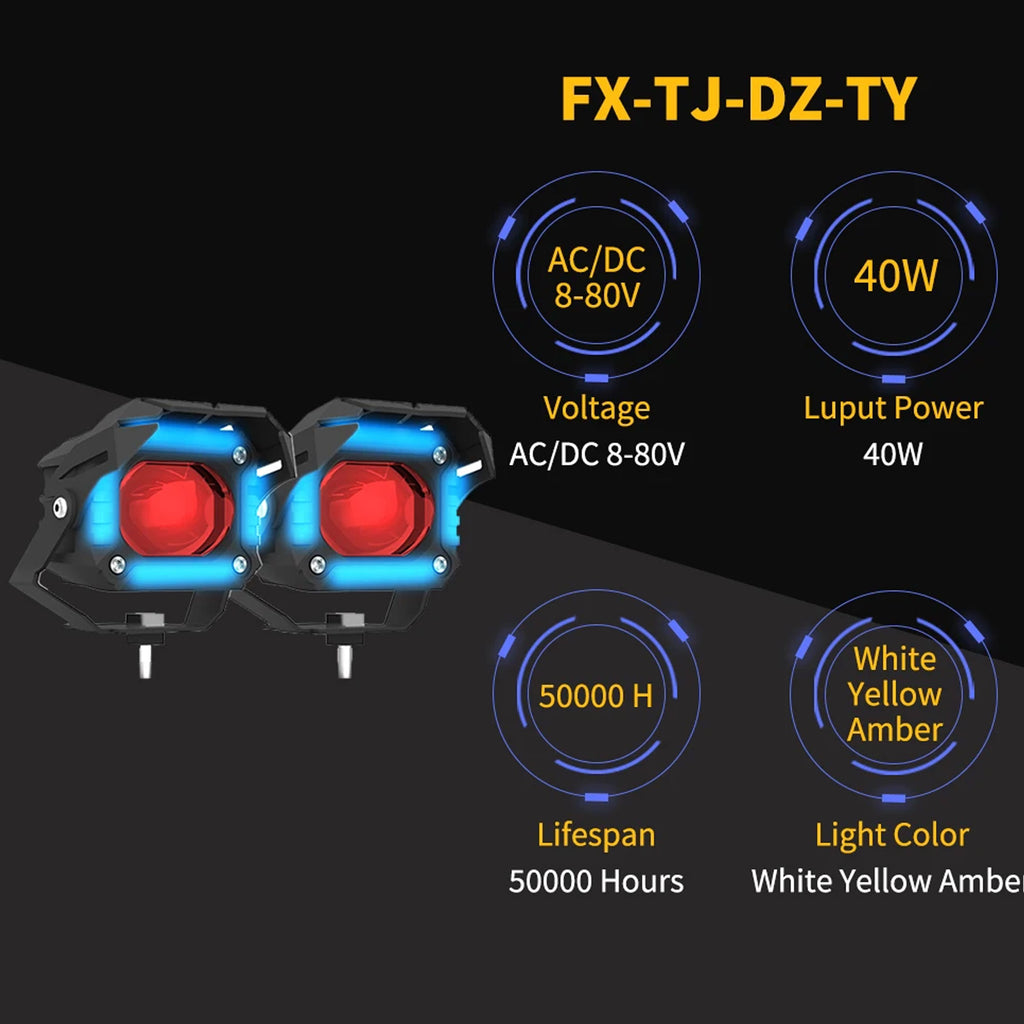 FX-TJ-TY Dual Color Motorcycle LED Light with DRL & Evil Eye_5