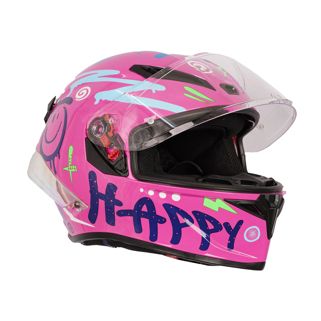 LV COOL Full Face Motorcycle DOT/ECE Certified Helmet Pink_3