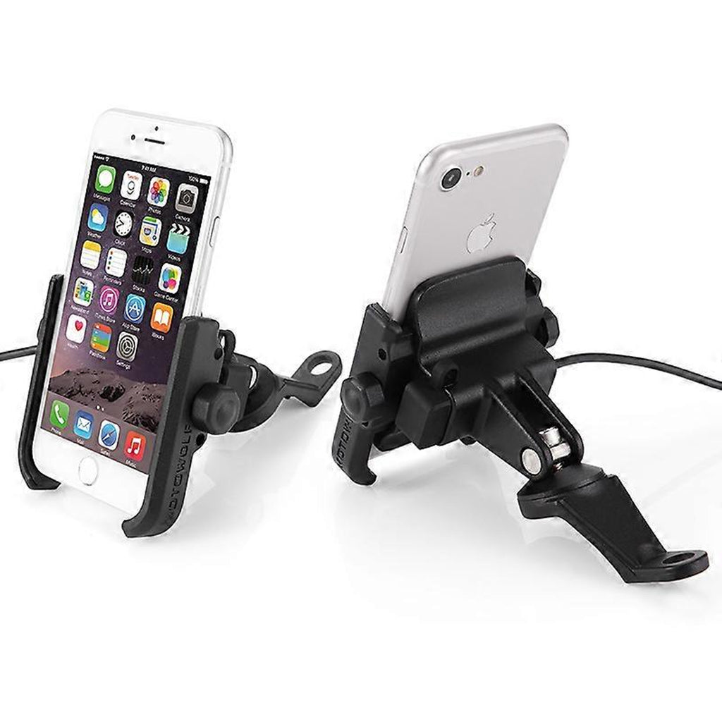 MOTOWOLF Universal Motorcycle Phone Mount with USB Charging & 360° Rotation_3