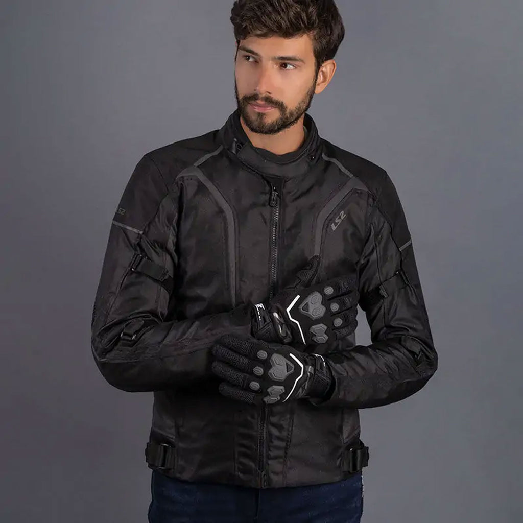LS2 Sepang Men Motorcycle Jacket Black / Dark Grey, Waterproof CE_4