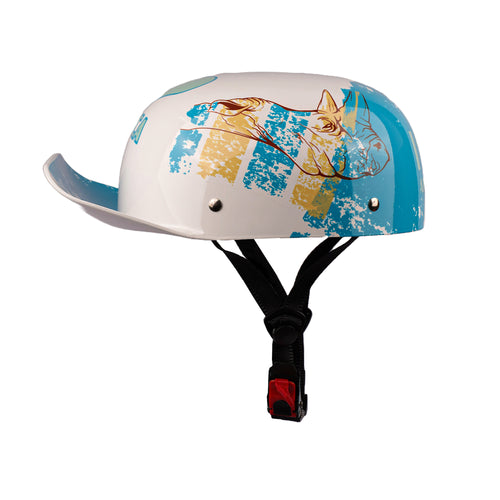 Skull Retro Baseball Cap Style Half Shell Motorcycle Helmet_3