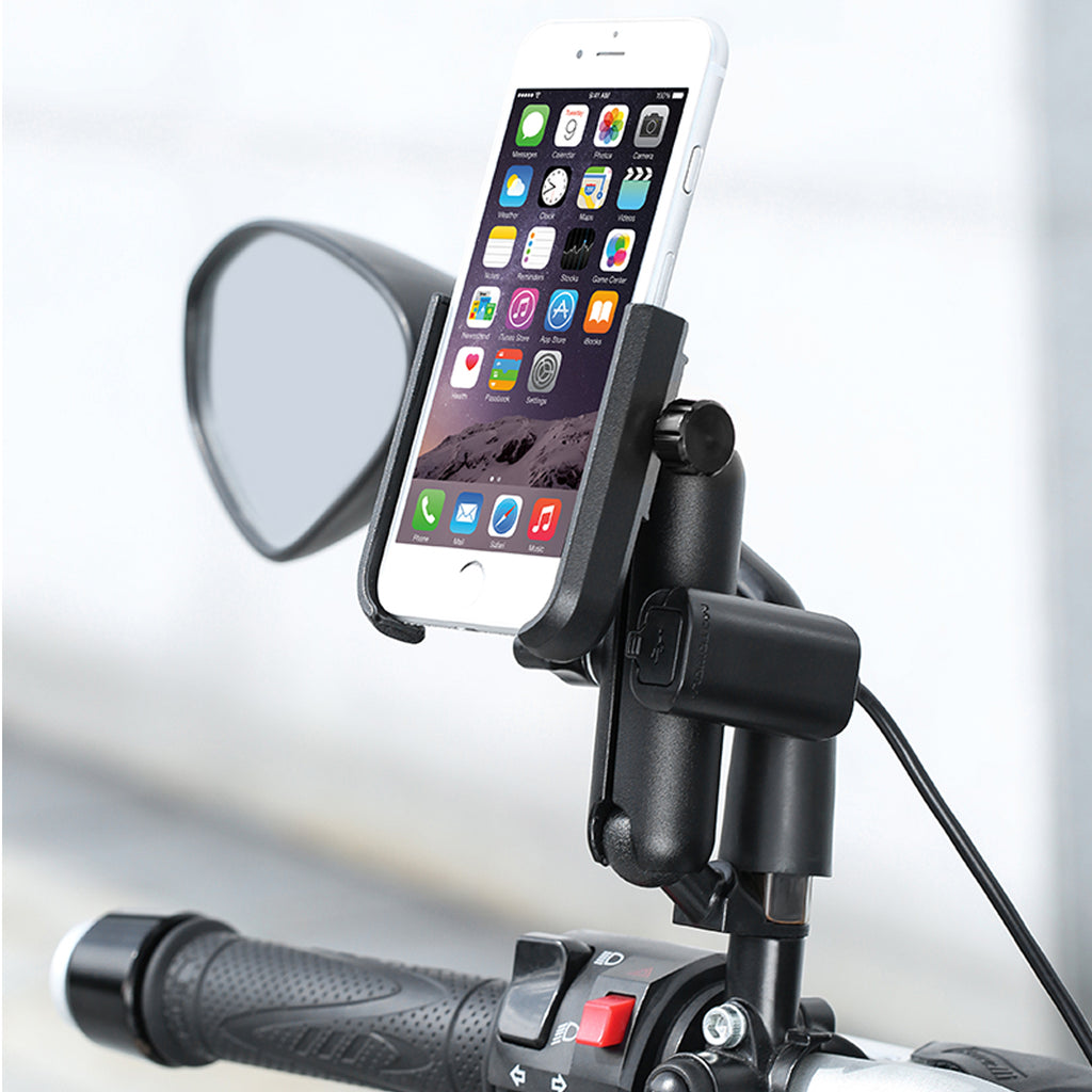 MOTOWOLF Motorcycle Universal Mount Phone Holder with USB Charger_4