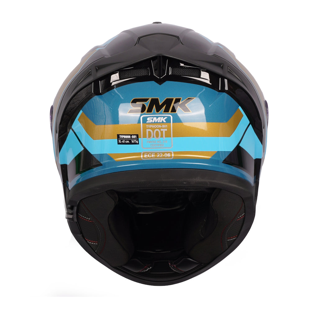 SMK Typhoon Style Full Face Helmet GL 275 Blue & Gold (DOT & ECE)_4