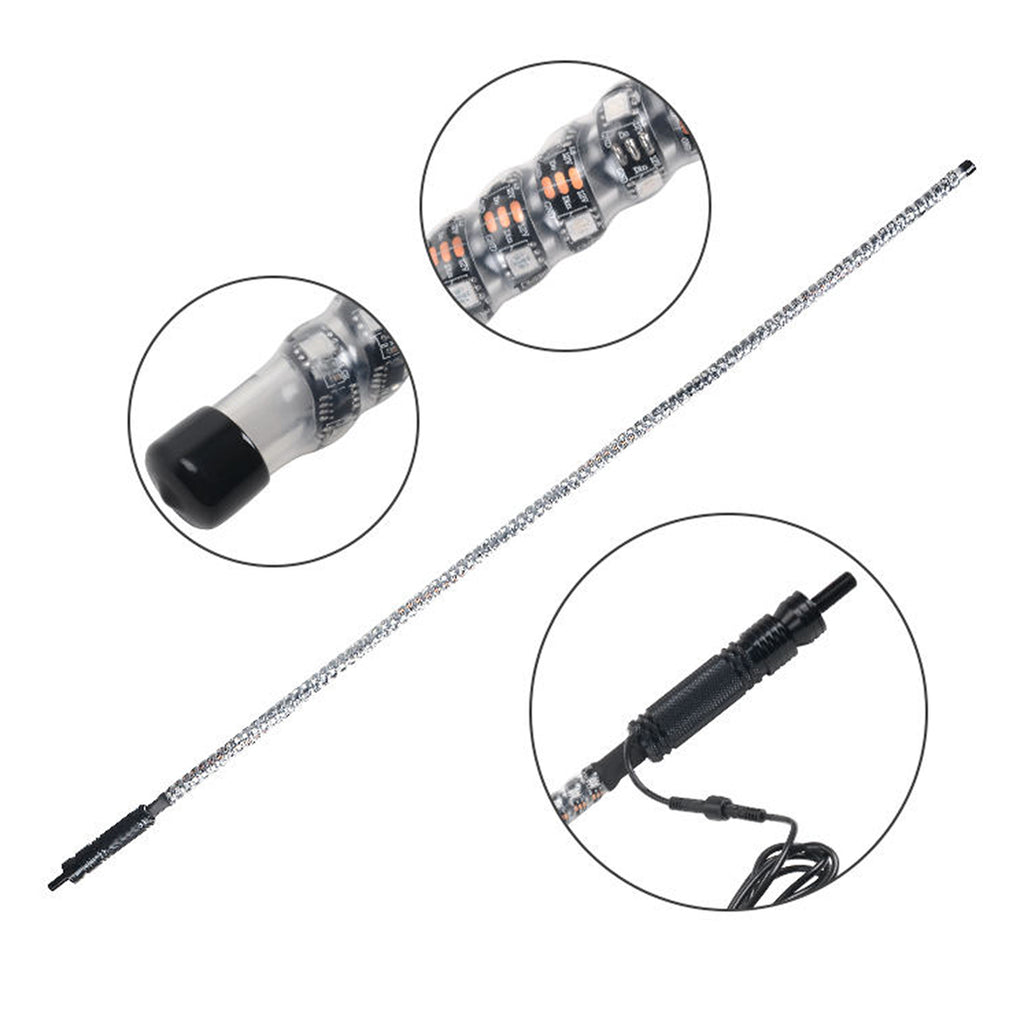 شريط إضاءة  الهوائي بالشكل الحلزوني الملفوف LED RGB  مع خاصية التحكم عن بعد بالوان متعددة - 100336