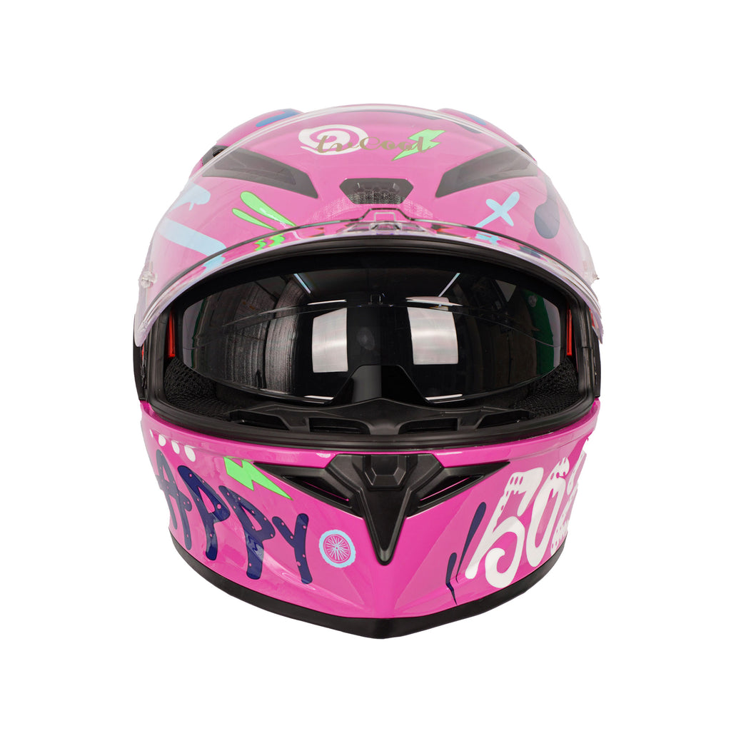 LV COOL Full Face Motorcycle DOT/ECE Certified Helmet Pink_4