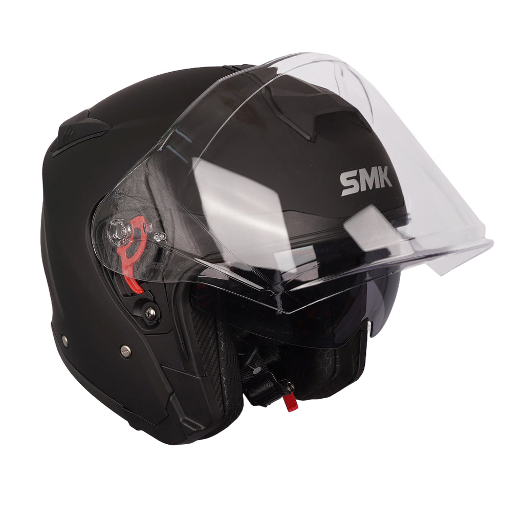 SMK GTJ Solid MA 200 Open Face Motorcycle Helmet Matte Black, Sun Visor_6