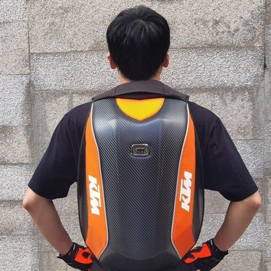 KTM Carbon Fiber Motorcycle Backpack, Waterproof Helmet Storage Bag_4