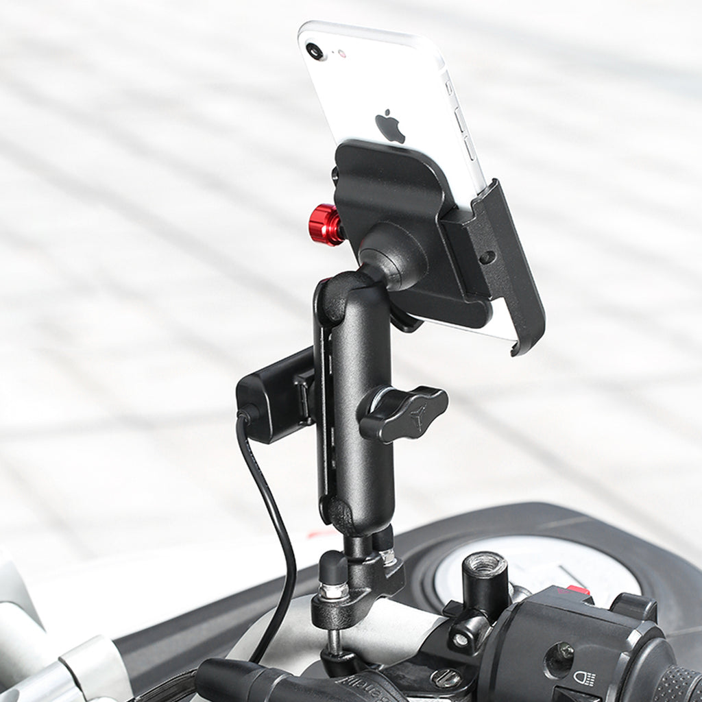 MOTOWOLF Motorcycle Universal Mount Phone Holder with USB Charger_5
