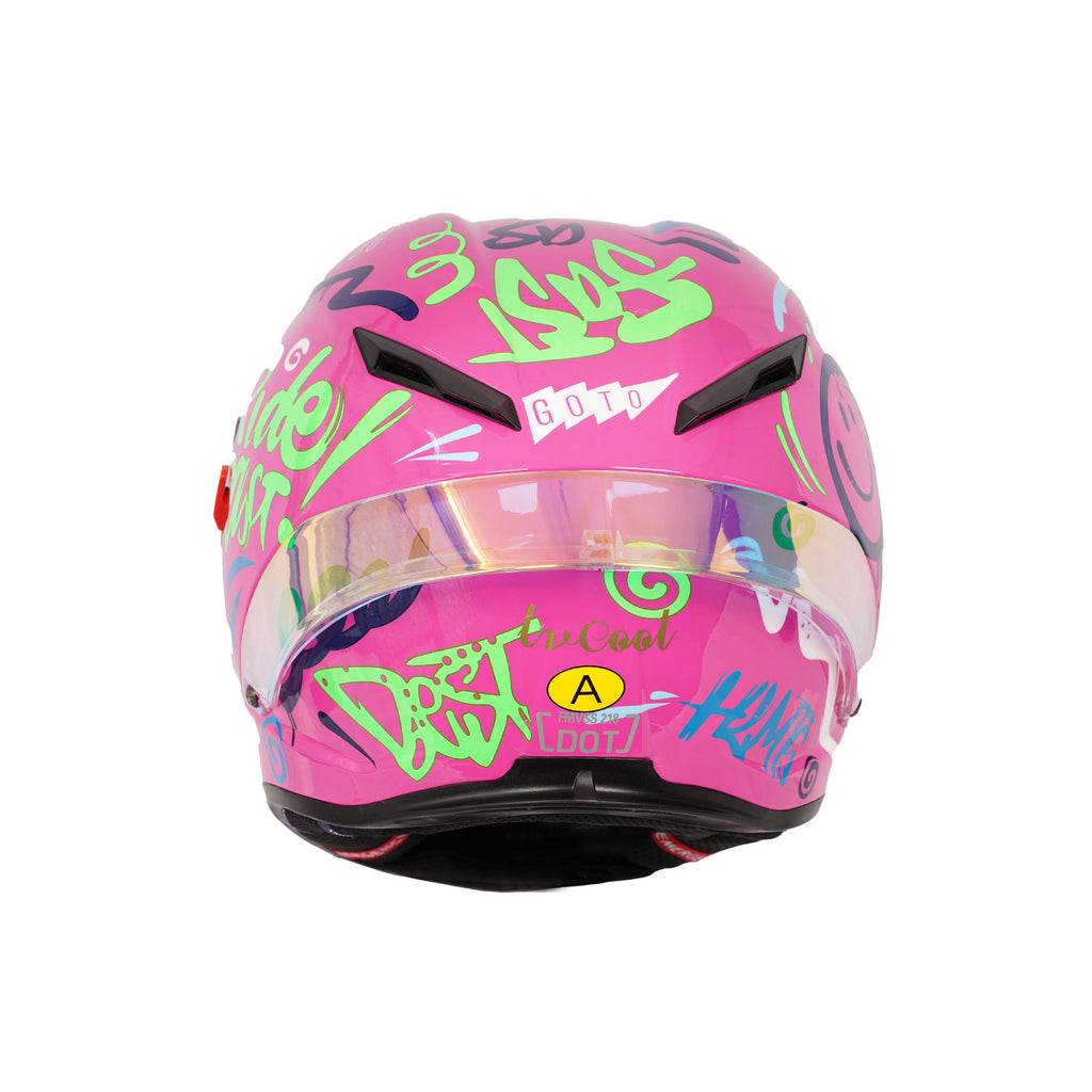 LV COOL Full Face Motorcycle DOT/ECE Certified Helmet Pink_5