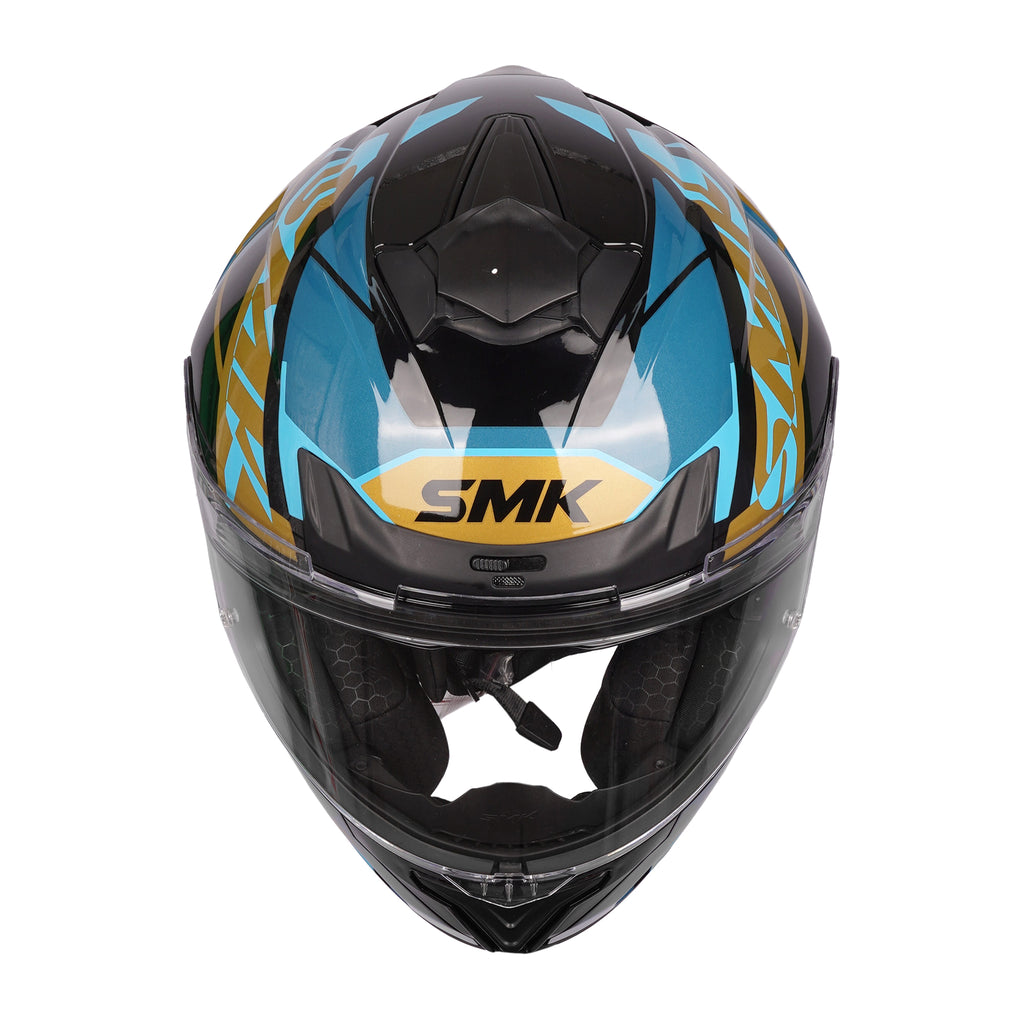 SMK Typhoon Style Full Face Helmet GL 275 Blue & Gold (DOT & ECE)_5