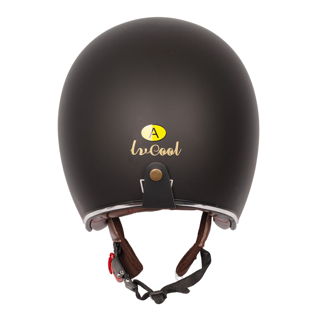 LV COOL Open Face Motorcycle Retro Matte Black, Sun Visor, DOT Certified Helmet_4