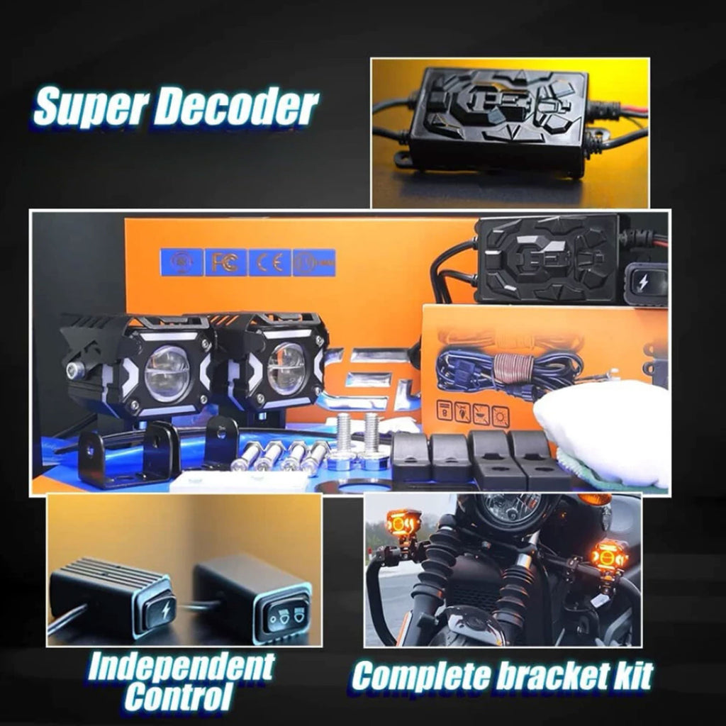 JRY-16 Dual Color Motorcycle Mini Driving Light with Projector Lens_5