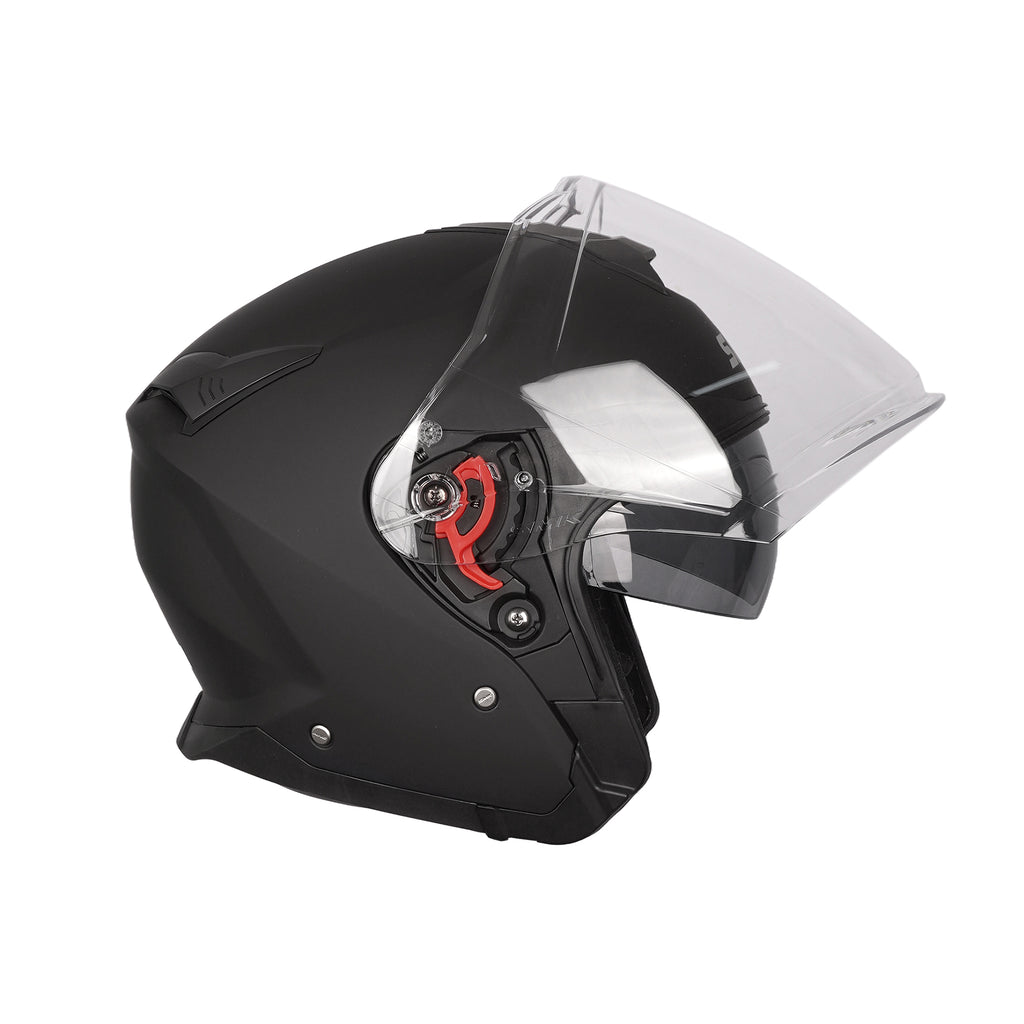 SMK GTJ Solid MA 200 Open Face Motorcycle Helmet Matte Black, Sun Visor_4