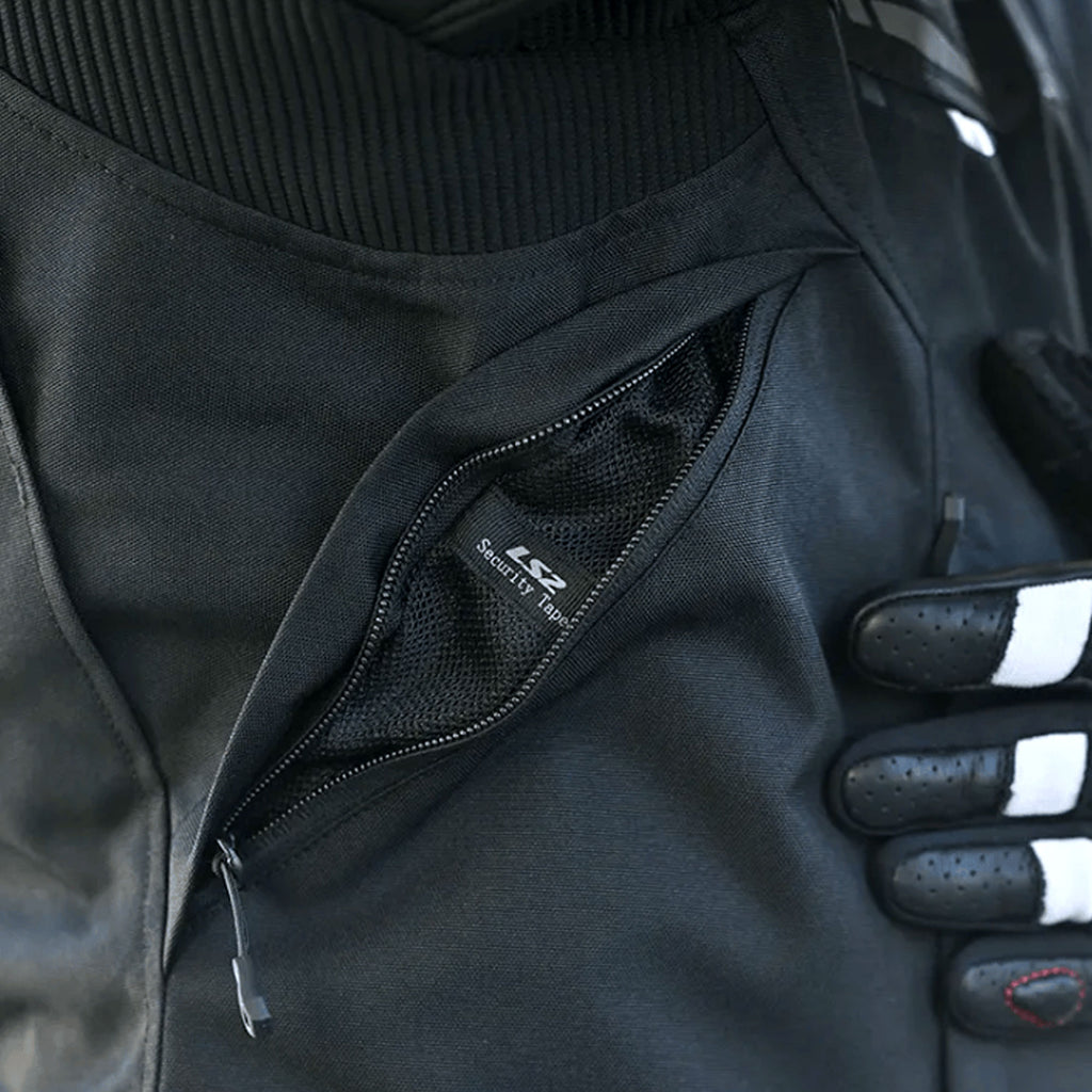 LS2 MJ162 Apex Motorcycle Jacket Black/Grey, Waterproof CE-Certified_5