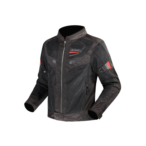 LS2 Summer Mesh Motorcycle Riding Jacket MJ158 Black/Red/Grey - 609310_1