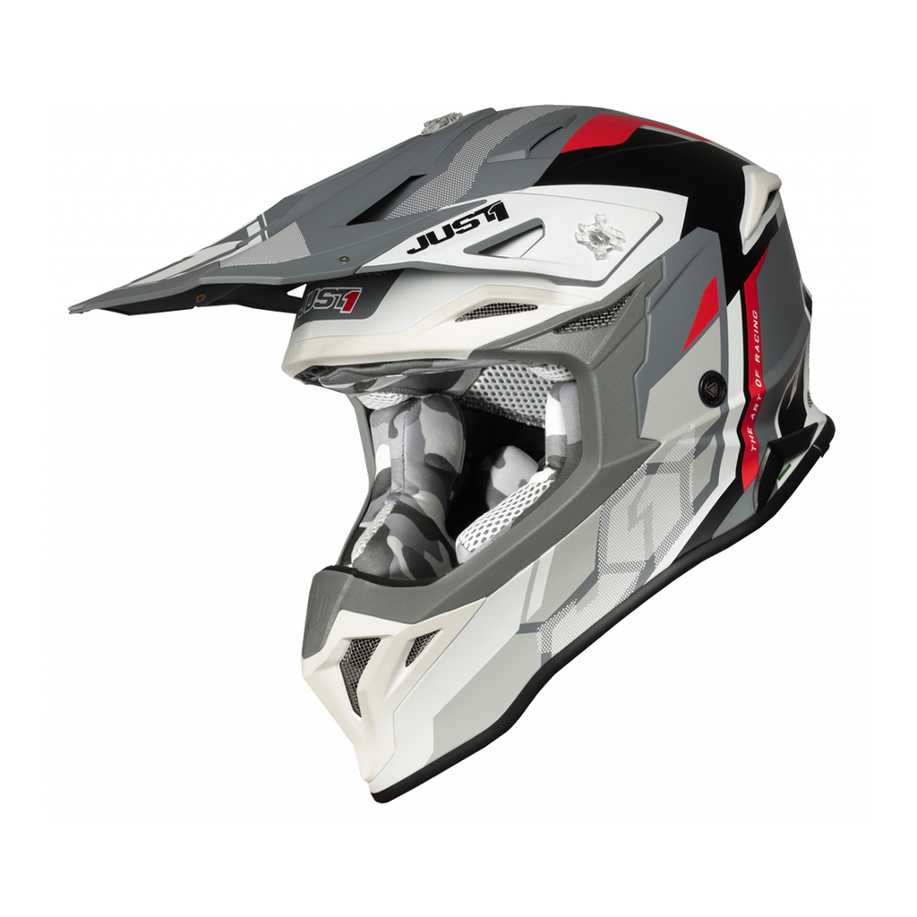 JUST1 J39 White Red-Gray Matte Motocross Safety Helmet 680014-4