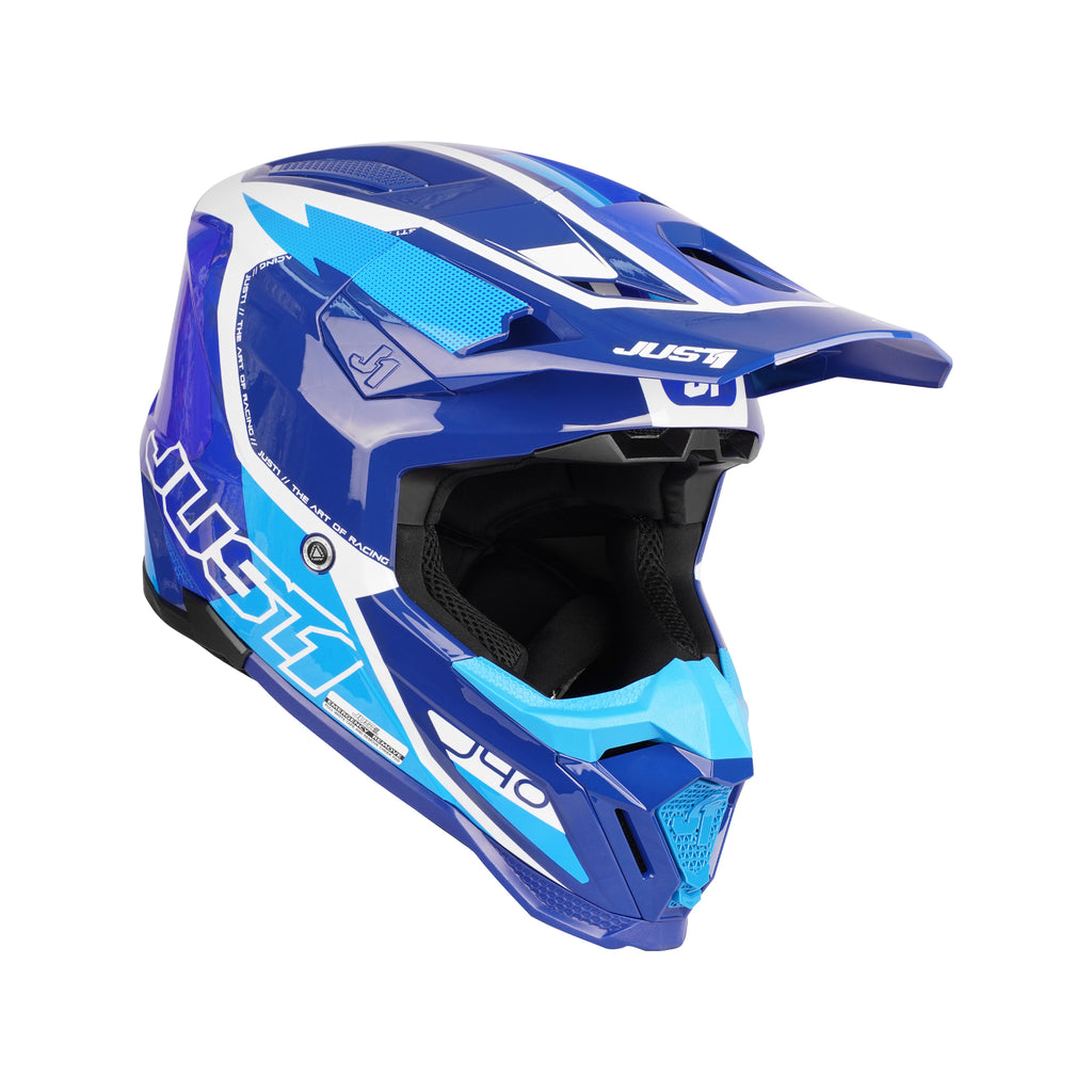 JUST1 J40 Flash White Blue ECE & DOT Certified Helmet - 680020_1
