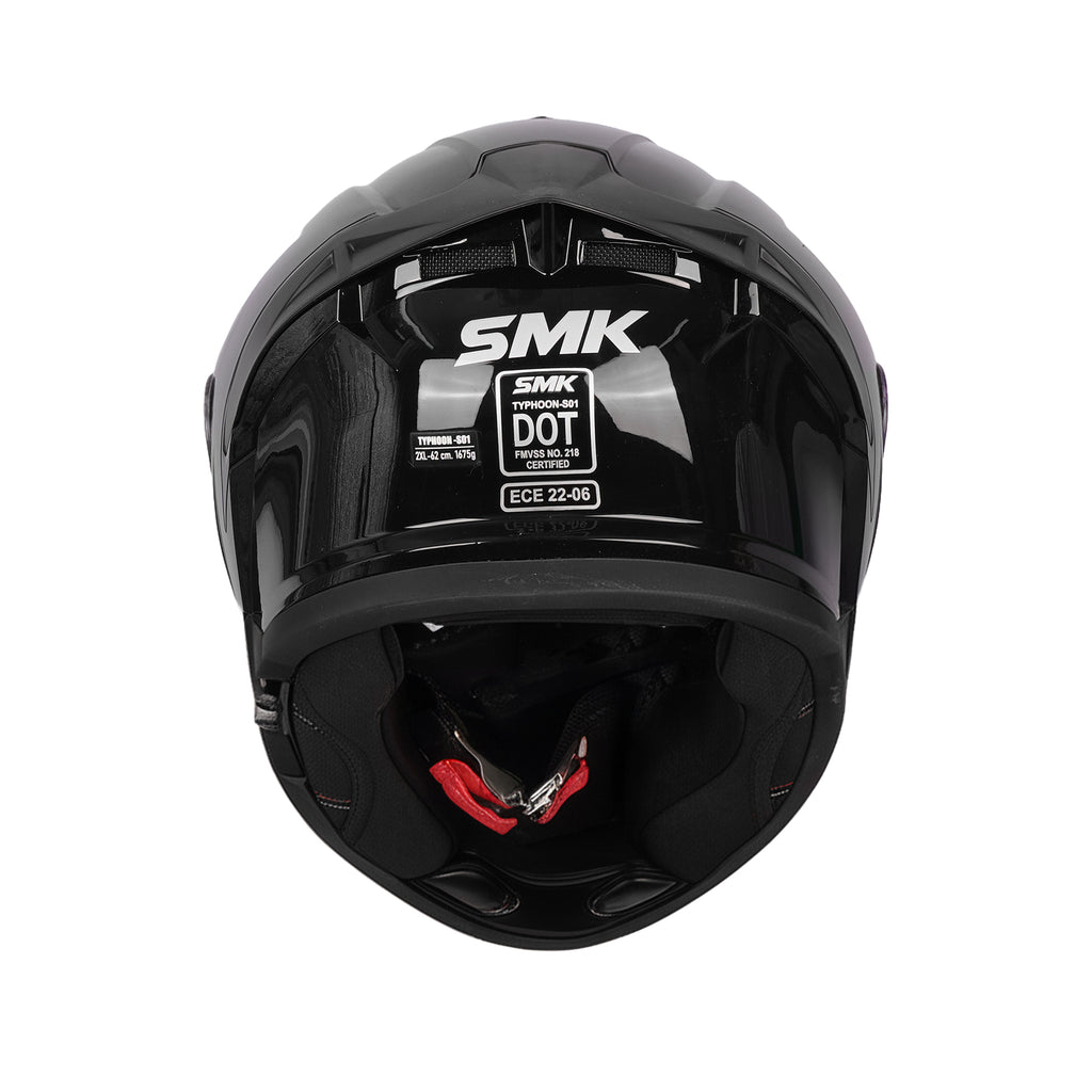 SMK Typhoon Solid Full Face Helmet Black GL 200, DOT & ECE_6