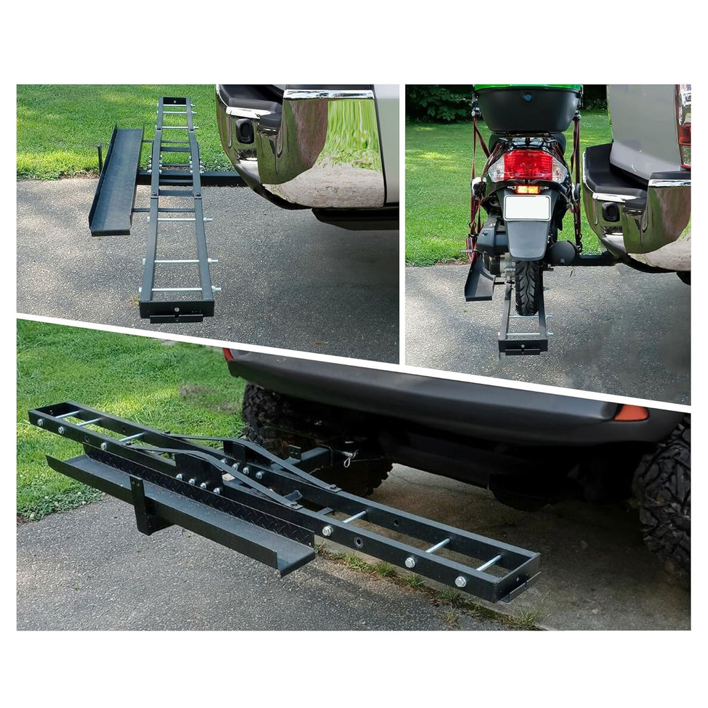 Heavy Duty Motorcycle Hitch Carrier with Ramp & Anti Tilt Lock_5