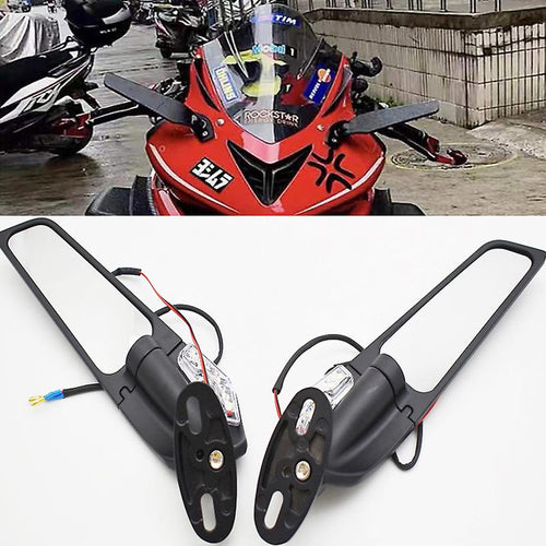 زوج من مرايا الدراجة النارية ذات الأجنحة الهوائية القابلة للتعديل والدوران - 702615
