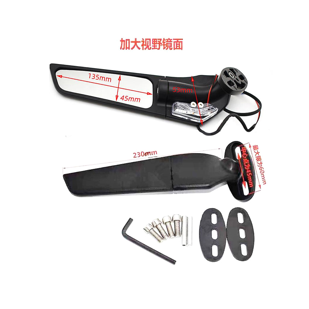 زوج من مرايا الدراجة النارية ذات الأجنحة الهوائية القابلة للتعديل والدوران - 702615
