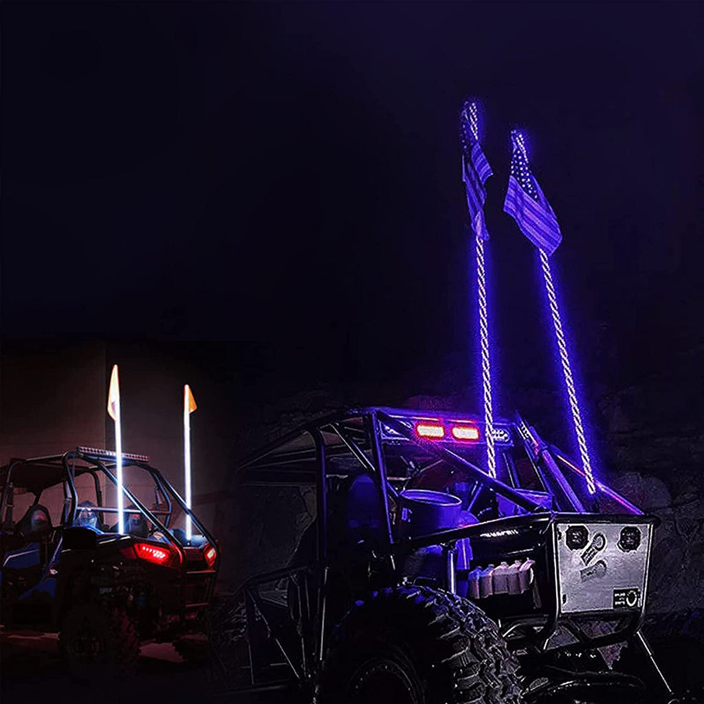 شريط إضاءة LED متعدد الألوان مع هوائي  بشكل حلزوني ملفوف بالتحكم عن بعد -  100334