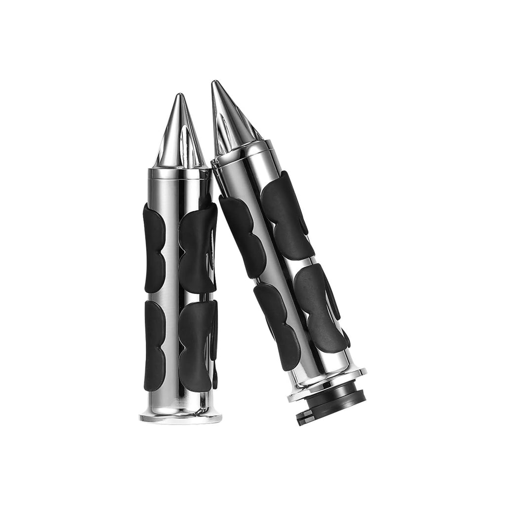 مقابض مقود دراجة نارية عالمية غير قابلة للانزلاق باللون الأسود والكروم مقاس 1 بوصة و25 مم - 817122