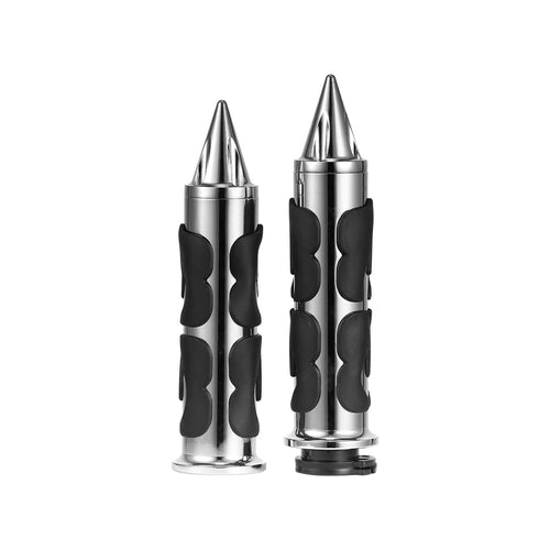 مقابض مقود دراجة نارية عالمية غير قابلة للانزلاق باللون الأسود والكروم مقاس 1 بوصة و25 مم - 817122