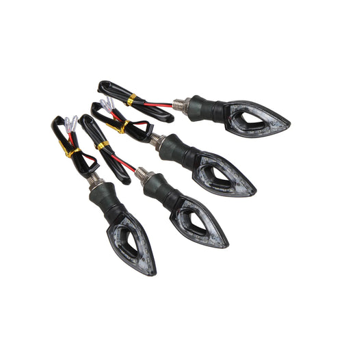 4 PCS of Front, Rear LED Indicator Light for Bullet Universal For Bike, Amber_1