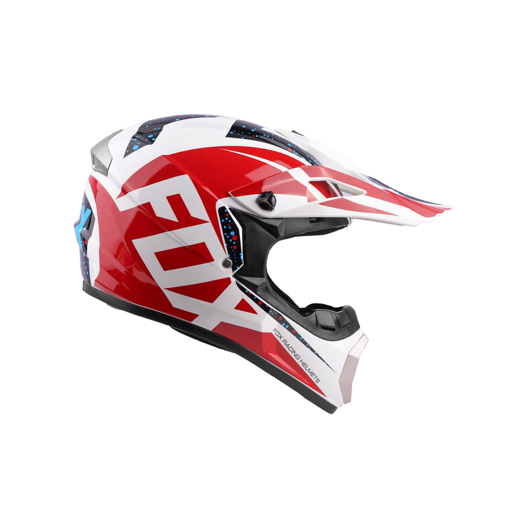 FOX Full Face Motorcycle Helmet Red & White Enduro_2