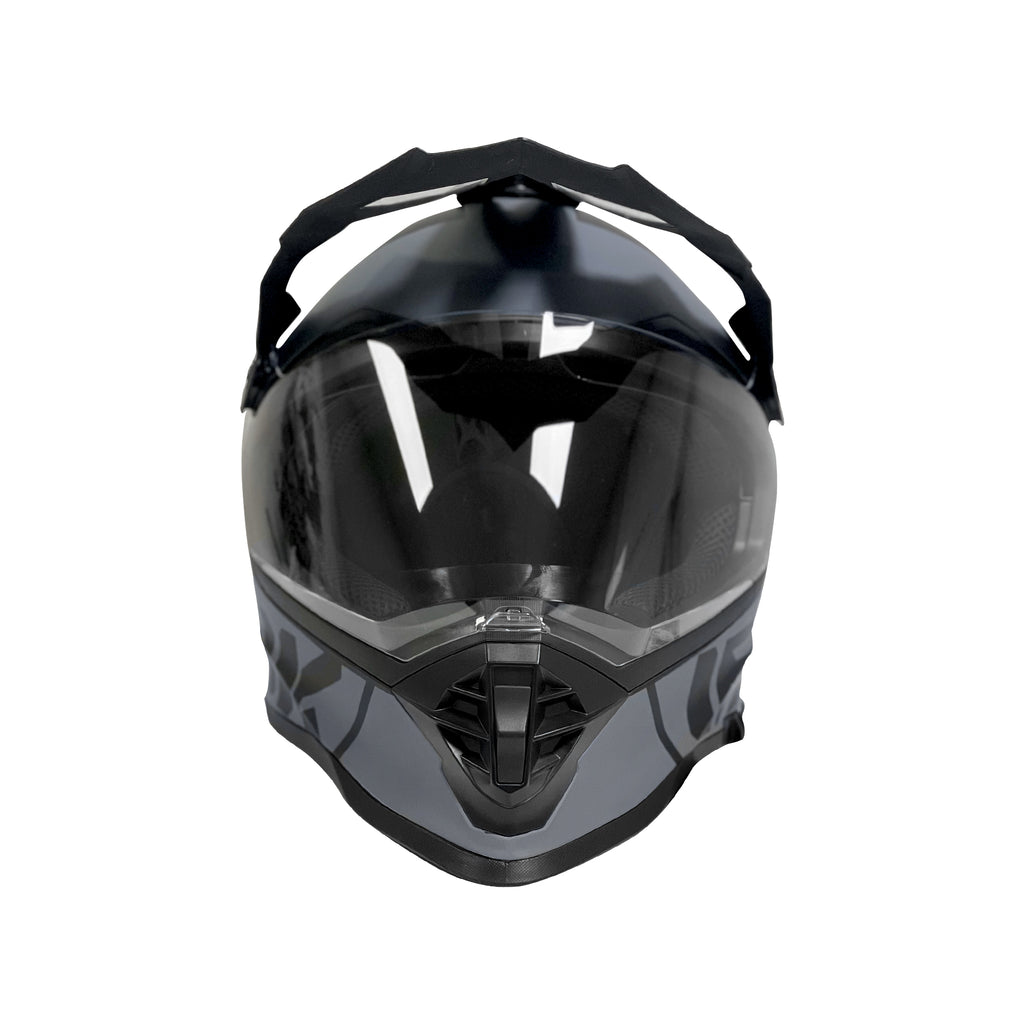 IBK Off Road Motorcycle Motocross Helmet with Glass, Matte Gray/Black - 835609_3