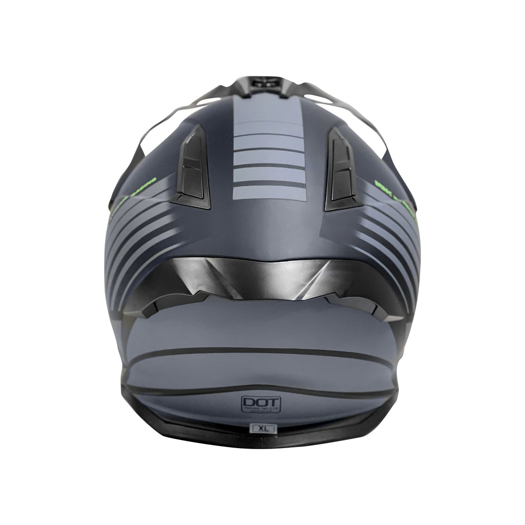 IBK Off Road Motorcycle Motocross Helmet with Glass, Matte Gray/Black - 835609_5