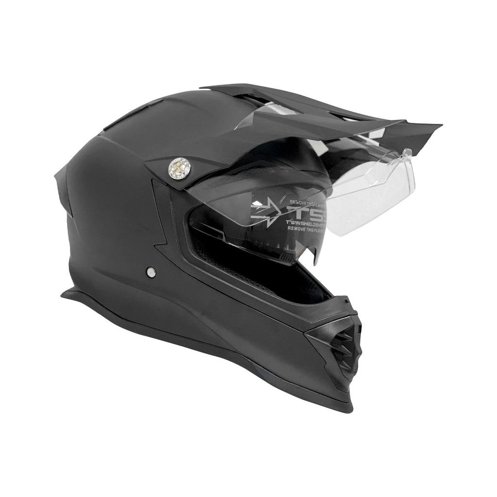 IBK Off Road Motorcycle Motocross Helmet with Glass & Matte Black - 835610_1