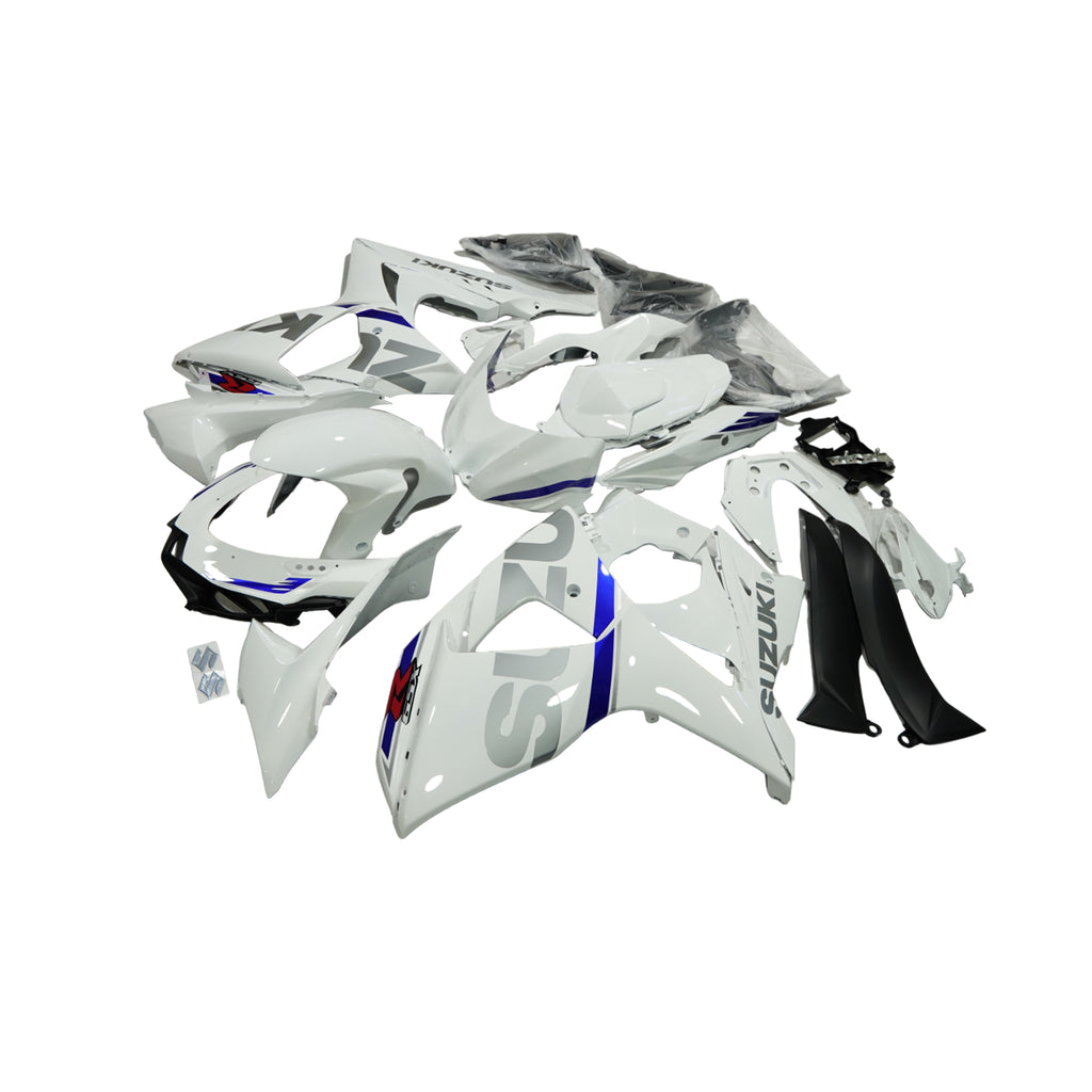أغطية هيكل كامل لدراجة سوزوكي GSXR1000 موديلات 2009-2016، هيكل دراجة نارية باللون الأبيض اللامع والأزرق - 839412
