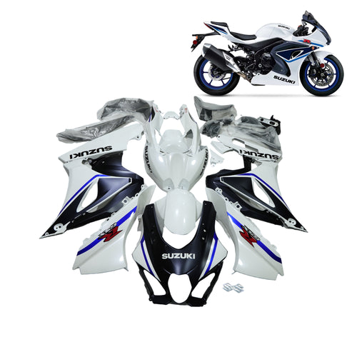 طقم هيكل سوزوكي GSXR1000 2017-23، أغطية تغليف دراجات نارية بديلة لون زرقاء وبيضاء، طقم هيكل كامل - 839417
